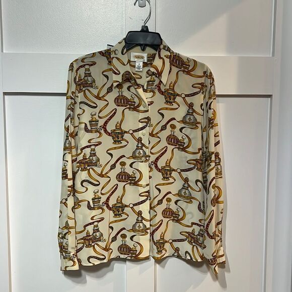 Talbots Women's Blouse Aladdin Perfume Print size 6 - Picture 1 of 5
